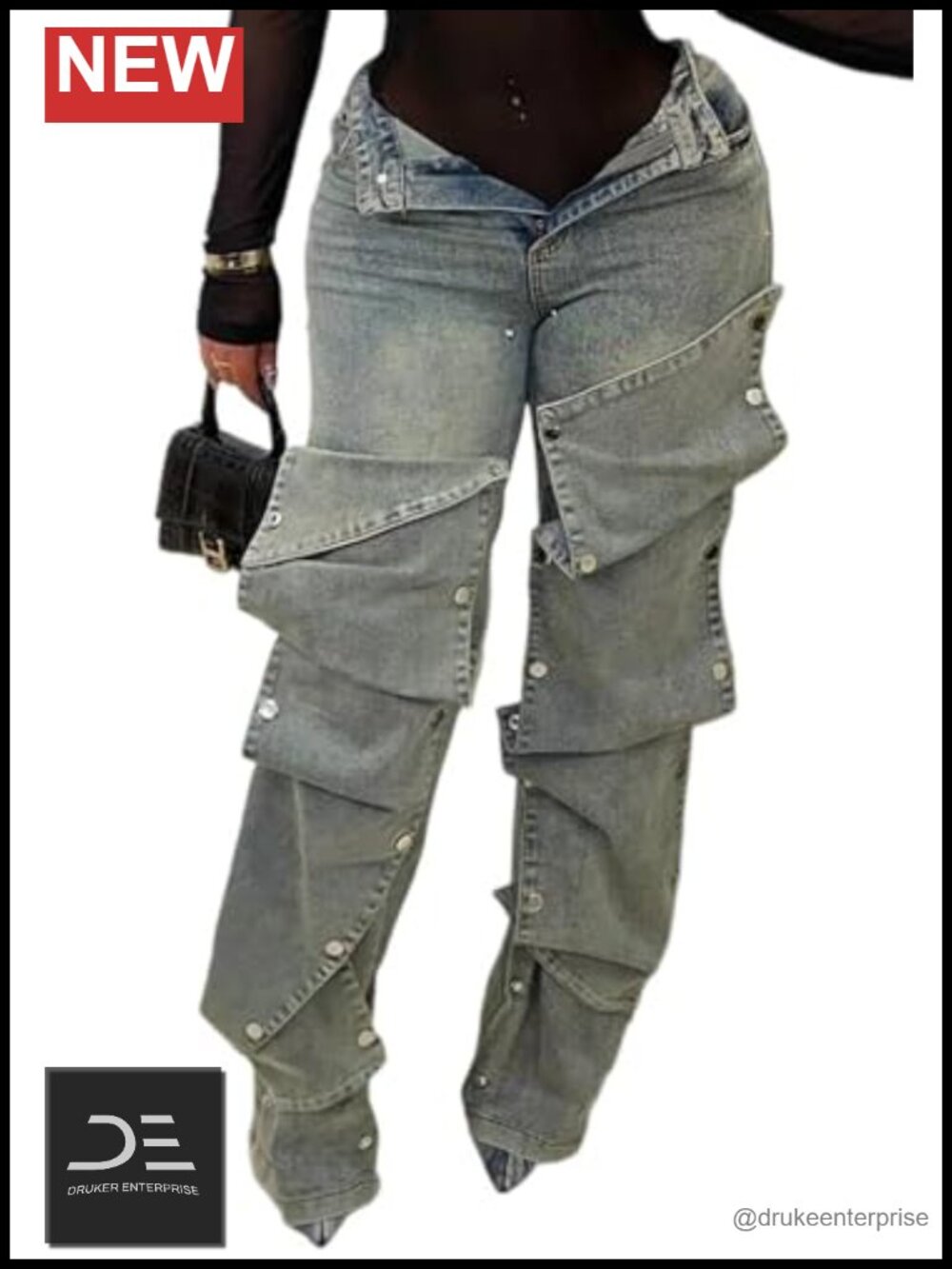 High Waisted Cargo Jeans Y2K Baggy Straight Leg Patchwork Detachable